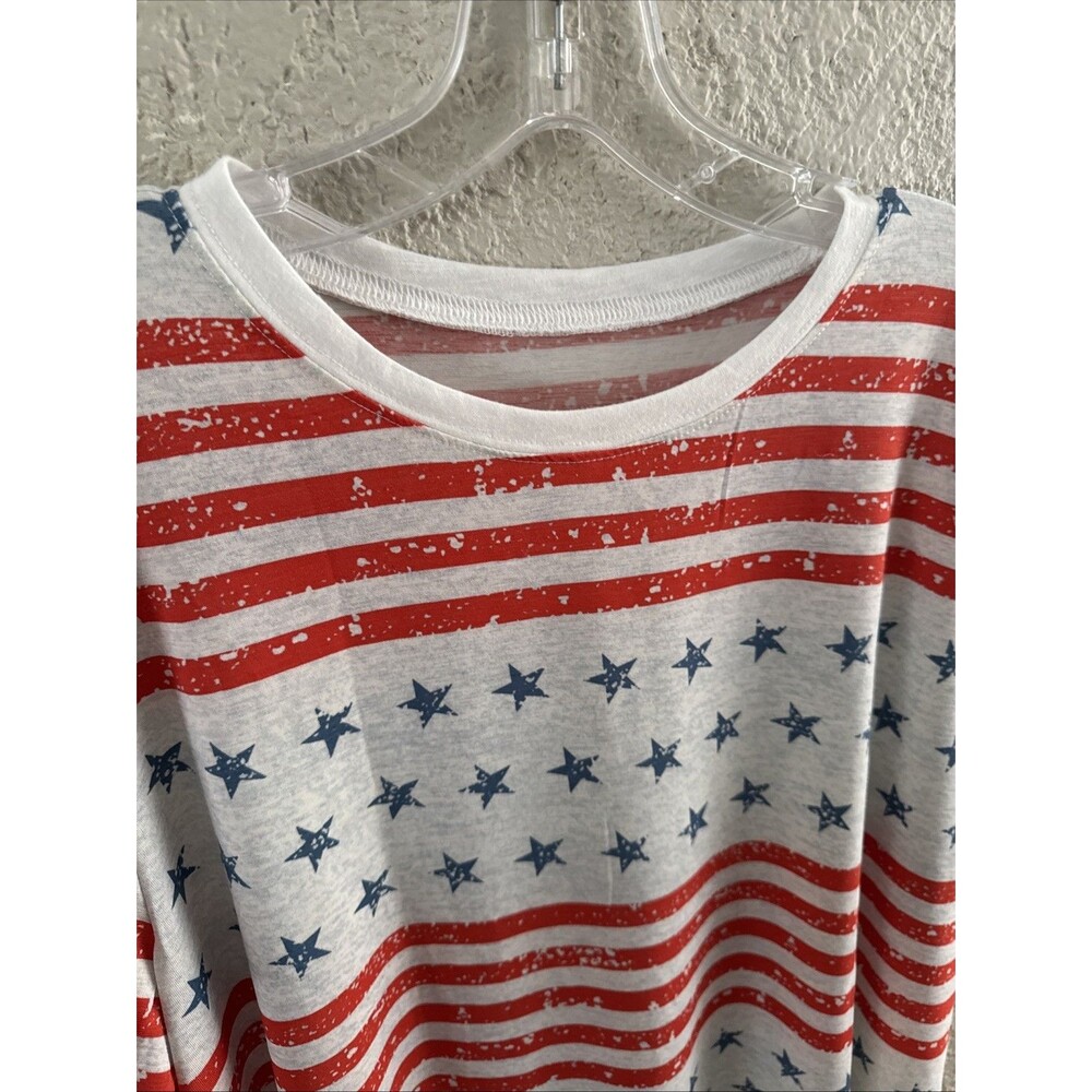 4th of July T- Shirt Plus Size 2XL Gray Blue Red American Patriotic - Picture 5 of 9